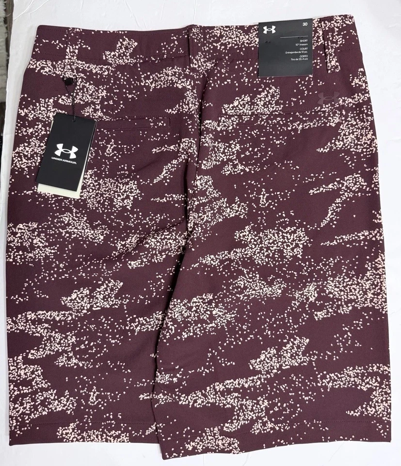 Pantalones Cortos Under Armour Golf Storm Para Hombre 30 UA Impresos 10" Granate Nuevos 1377303 600 Foto 2 de 4