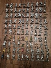 Lead Soldiers Lot Of 100 Unpainted Civil war Indians Cowboys