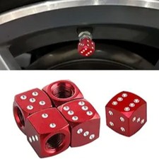 Tire Valve Stem Caps, Universal Dice Valve Stem Caps for Cars, SUVs, Bike, Red
