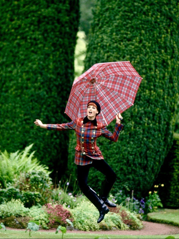 Vintage Ralph Lauren Wool Tartan Plaid Blazer 90s Runway Red Gold Button Jacket image 2