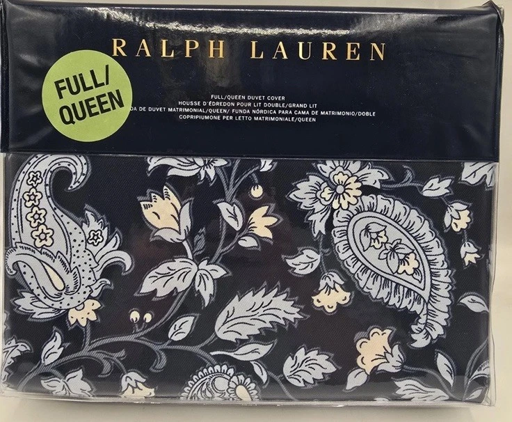 Edredón Ralph Lauren Queen azul marino blanco delfín cachemira 100 % algodón precio de venta sugerido por el fabricante 355 USD Foto 2 de 4