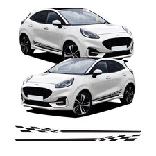 Checkered Side Stripes Decal Graphics Stickers Vinyl Kit For Ford Puma ST