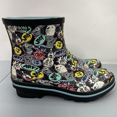 Skechers BOBS Rain Check Boots Super Woof Dogs Ankle Rubber Waterproof Womens 8