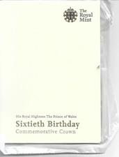 ROYAL MINT CHARLES PRINCE OF WALES 60TH BIRTHDAY &pound;5 CROWN COIN