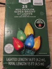 Holiday Time - 25 C7 Multicolor Super Bright LED Lights Green Wire