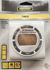 DEFIANT 15 Amp Indoor Plug-In Heavy-Duty Timer with 2-Grounded Outlets 457 864