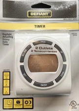 DEFIANT 15 Amp Indoor Plug-In Heavy-Duty Timer with 2-Grounded Outlets 457 864 