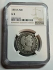 1893 S Barber Silver Half Dollar NGC G6 Nice Original Tough Date
