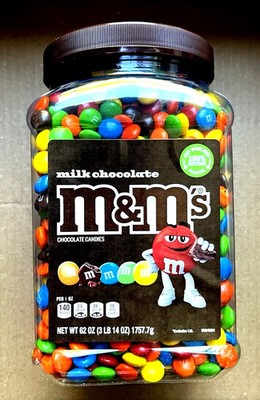 M&M S Milk Chocolate Candy 62 oz Bulk Jar Pantry Snack Sealed