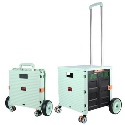 2in1 Einkaufstrolley: Klappbare Transportbox mit 6-Zoll XL-Rädern