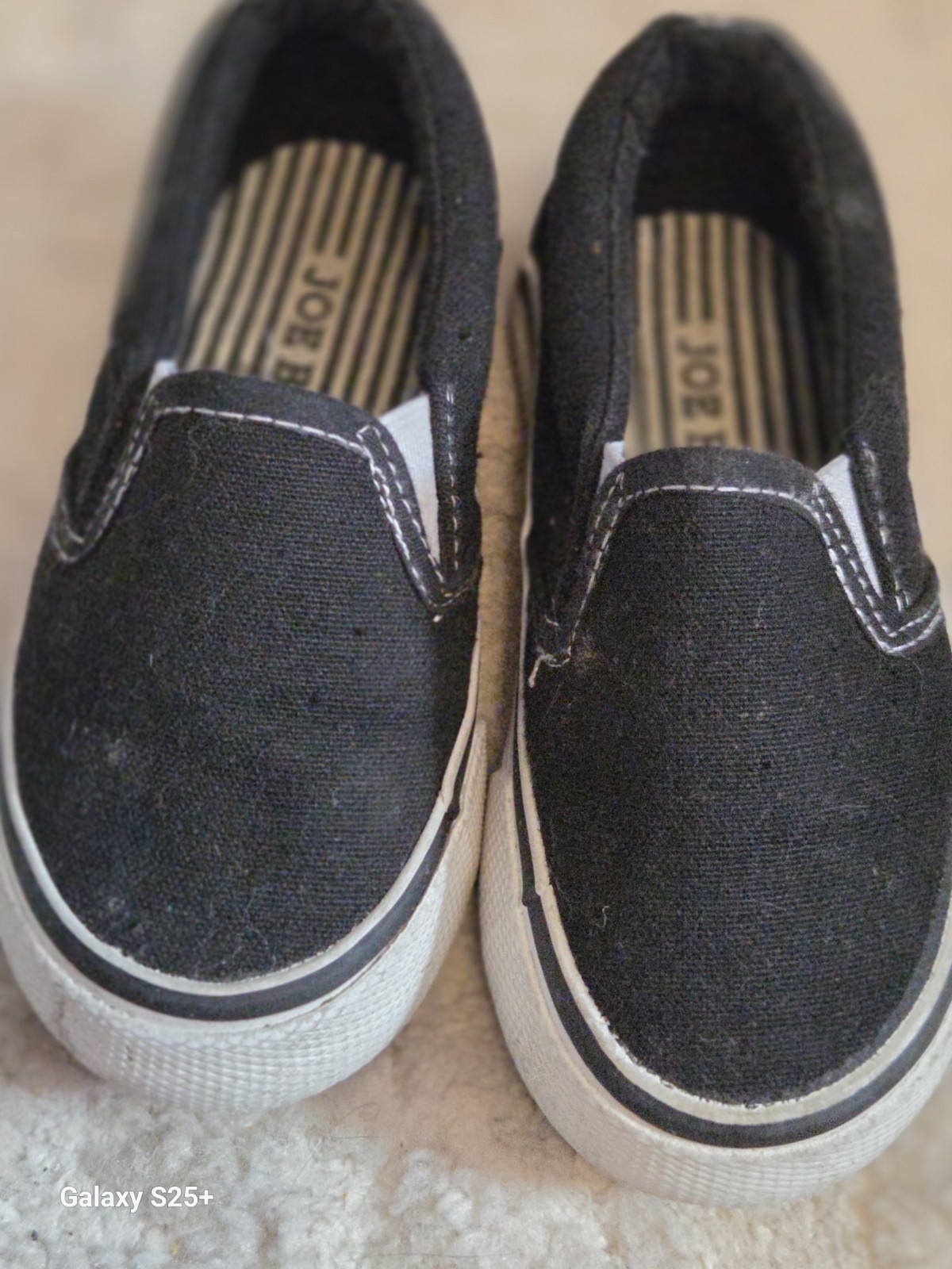 Joe Boxer Toddler / Youth Unisex Replay Black Canvas Deck Slip-on Shoe Size 7c