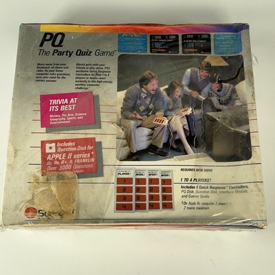 NEW Suncom PQ The Party Quiz Game Apple II 1984 Vintage CIB 4 Controllers