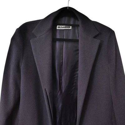 JIL SANDER Women's Size 42 Wool Angora Cashgora Blend Coat Plum Gray Germany  49