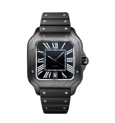 Korvitex Black Square Automatic Roman Dial Steel Rubber Seiko NH35