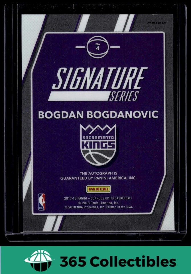 2017 Donruss Optic Bogdan Bogdanovic AUTO Silver Signature Series #4 NBA Kings - Image 2 of 2