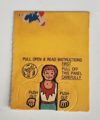 1987 Vintage Premium Cracker Jack Prize Paper Action Acrobat w Boy Toy
