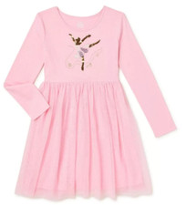 Wonder Nation Ballerina Tutu Dress Girls Pink Long Sleeve 14-16 /4-5/10-12