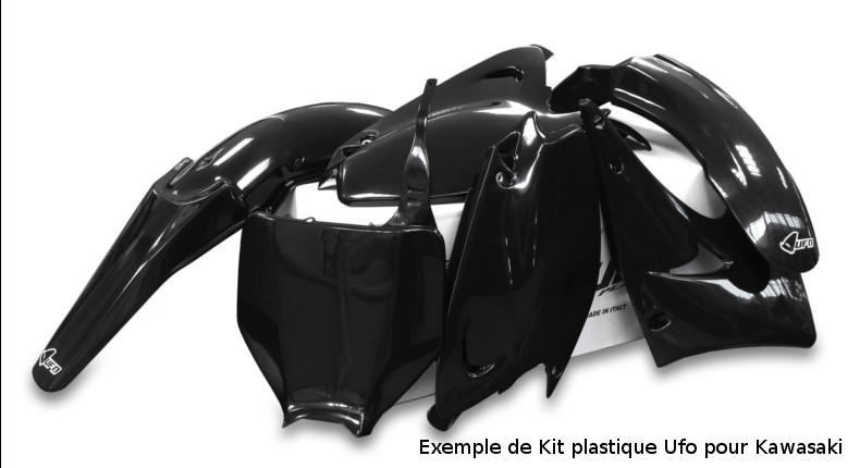 Kit plastiques UFO noir Kawasaki KX250F pour entraînement et cross