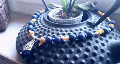 Lapis Lazuli and Yellow Coral Necklace