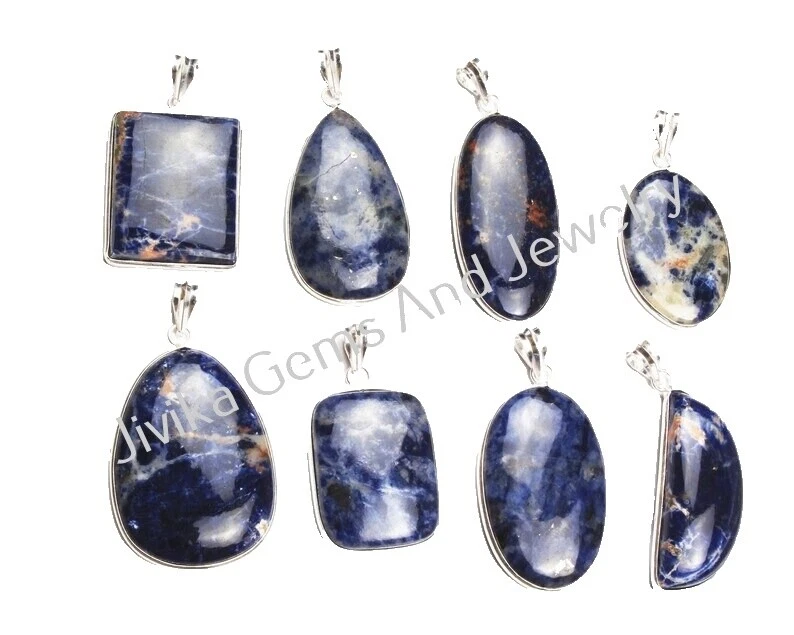 Sodalita plateado Collares y colgantes De moda belleza