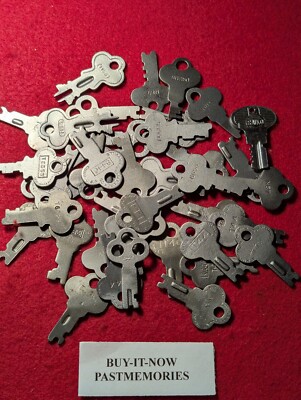 YOU PICK /U CHOOSE LOT, ANY ''LONG LOCK'' VINTAGE ANTIQUE STEEL STEAMER TRUNK KEY