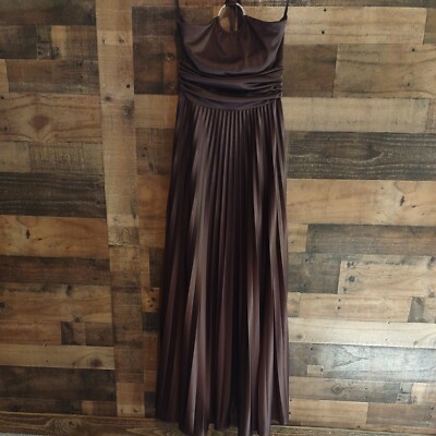 NWT BETSY & ADAM WOMENS CHOCOLATE BROWN HALTER EVENING GOWN RHINESTONES SZ  8. | eBay