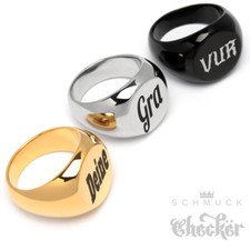 Ring mit individueller Gravur Herren Geschenk Siegelring rund massiv Edelstahl