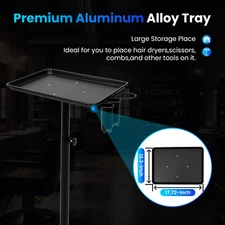 Professional Salon Trolley Aluminum Trolley Hair Instrument Tray w/ Caddy Black