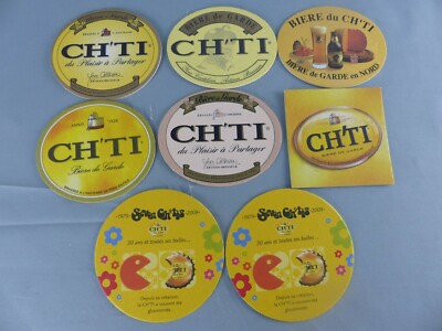 Lot of 8 SOUS BOCK different beer CH'TI beer mats bierviltje Bierdeckel A86