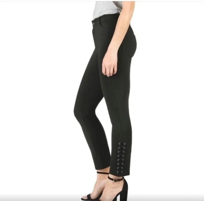 Pantalón Paige Jacqueline Recto Ponte Negro Terciopelo Con Cordones Talla 29 Elástico Usado en Excelente Condición Foto 2 de 4