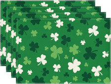 Artoid Mode Green Shamrock St. Patrick'S Day Placemats Set of 4, 12X18 Inch Seas