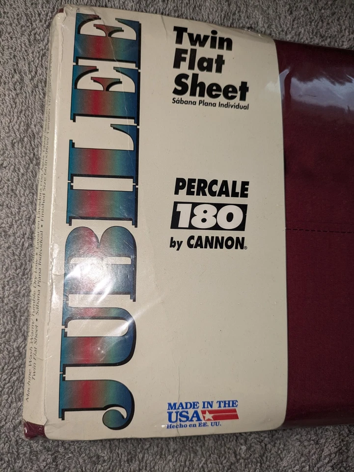 Vintage Cannon Jubilee Percale 180 Twin Flat Sheet Deep Red New Made In USA - Image 2 of 4
