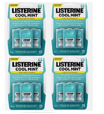LISTERINE POCKET PAKS COOL MINT 4 PACK OF 72 BREATH STRIPS EA.  288 TOTAL STRIPS