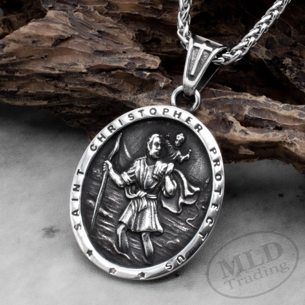 Cross and hotsell saint charm necklace
