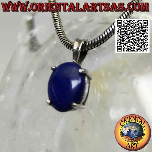 Ciondolo in argento 925‰ lapislazzulo ovale cabochon incastonato - Foto 3 di 4