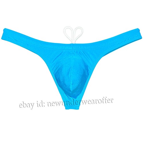 Men Solid Swim Thong Shiny Swimwear Guy Pouch Low-rise Beach Sunbathing Swimsuit - Picture 41 of 64
