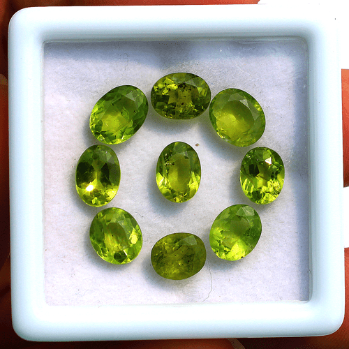 9 Pcs Natural Peridot Untreated 7-8mm Oval Faceted Cut Top Quality Gemstones Lot - Picture 3 of 13