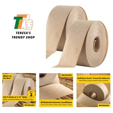 Ultra-Durable Water-Activated Tape 2Pk - Heavy-Duty Kraft Packing Solution