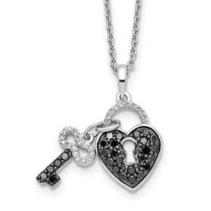 Authentic Round 2 Ct Simulated Diamond Women's Key & Lock Pendant In 14k White Gold Plated