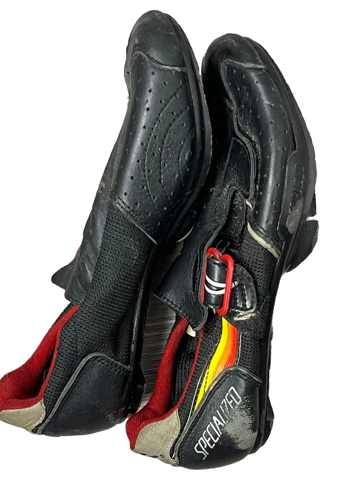 Specialized Cycling Vintage 80s Bike Shoes Click In Leather Black Rainbow EU 38 - Image 3 of 4