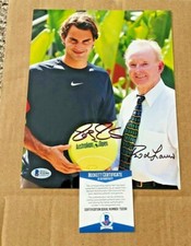 ROGER FEDERER-ROD LAVER SIGNED 8X10 TENNIS PHOTO BECKETT CERTIFIED
