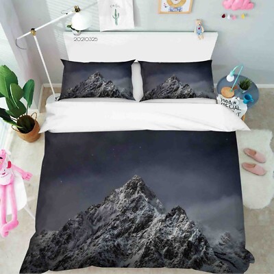 3D Snowy Mountain Sky Landscape Quilt Cover Set Bedding Sets Pillowcases Queen