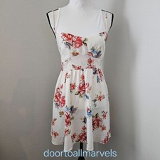 Zara Juli Summer Dress Short Airy Stretch Waist CottonLinen Boho Floral sz M NWT