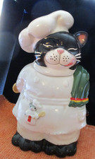 Adorable Vintage Cat Chef Cookie Jar with Mouse - Pre Owned