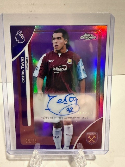 Topps Chrome Premier League 2026 Carlos Tevez Auto /75 Purple Geo