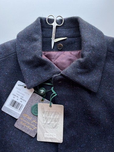 Abrigo de tweed Magee Donegal para hombre talla 38 azul marino lana téelin abrigo Irlanda - Imagen 12 de 18