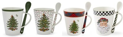 Spode Christmas Tree Mug & Spoon Set - Assorted Motif