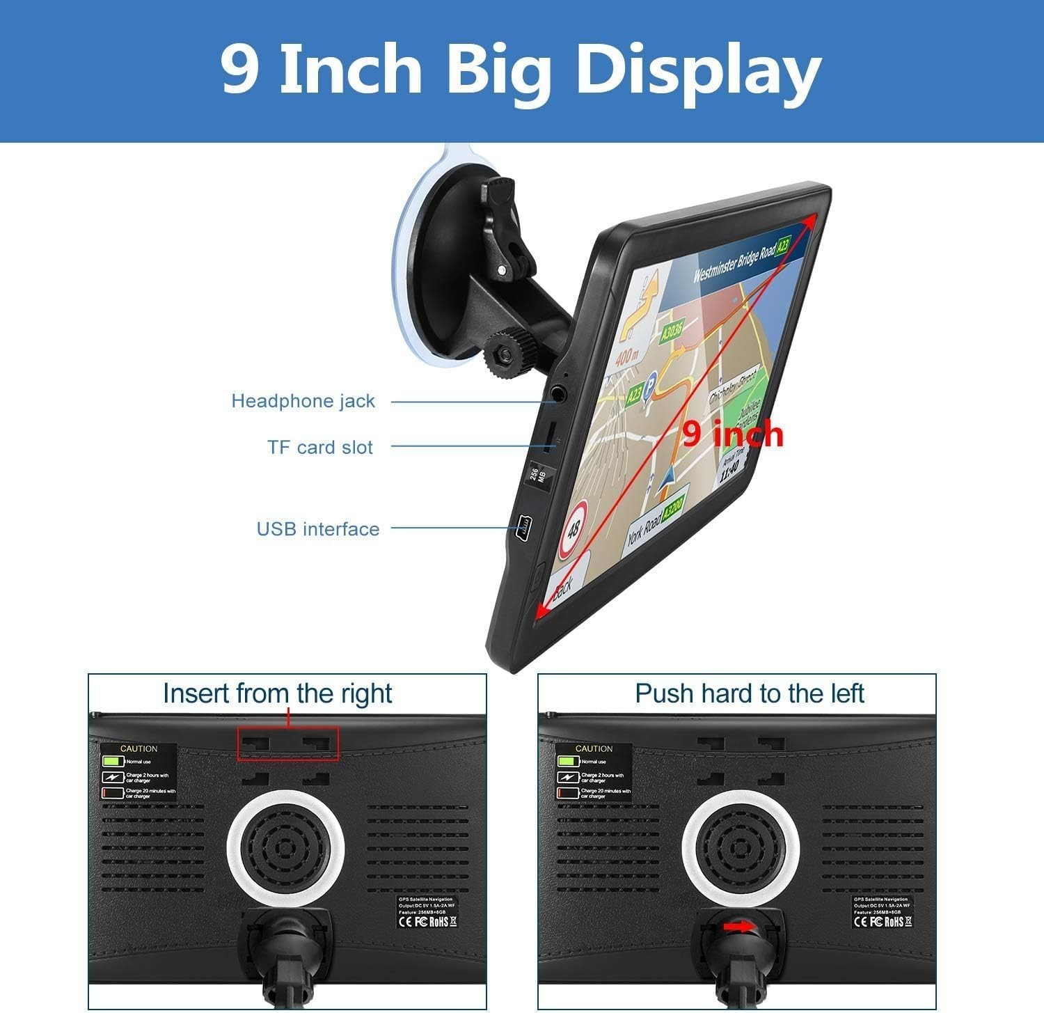 9" Truck/RV GPS Navigator, 2025 Maps, HD Touch, Custom Routing, Safety Alerts