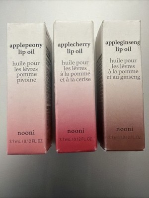 Nooni Vegan Lip Oil Set Apple Seed, Applecherry Applepeony,  & Appleginseng