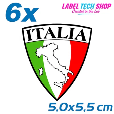 6x Italien/Italia Aufkleber 5×5,5cm Flagge Italien Emblem Adesivo Sticker 001 - Bild 1 von 3